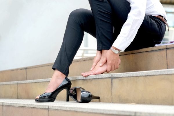 Woman in high heels with bone spur symptoms